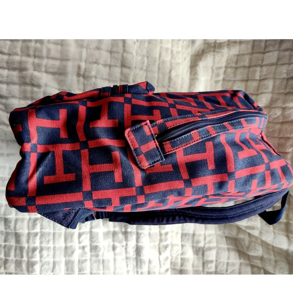 Tommy Hilfiger Backpack Red Navy Geometric Logo Print